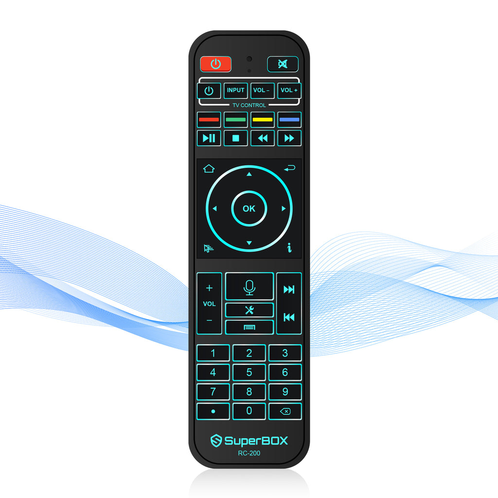 Besttop Backlit SuperBox Remote Control RC-200 for Night, Authorized Original SuperBox S7/S6/S5/Elite/Supreme Series TV Box Voice Remote Control for Superbox