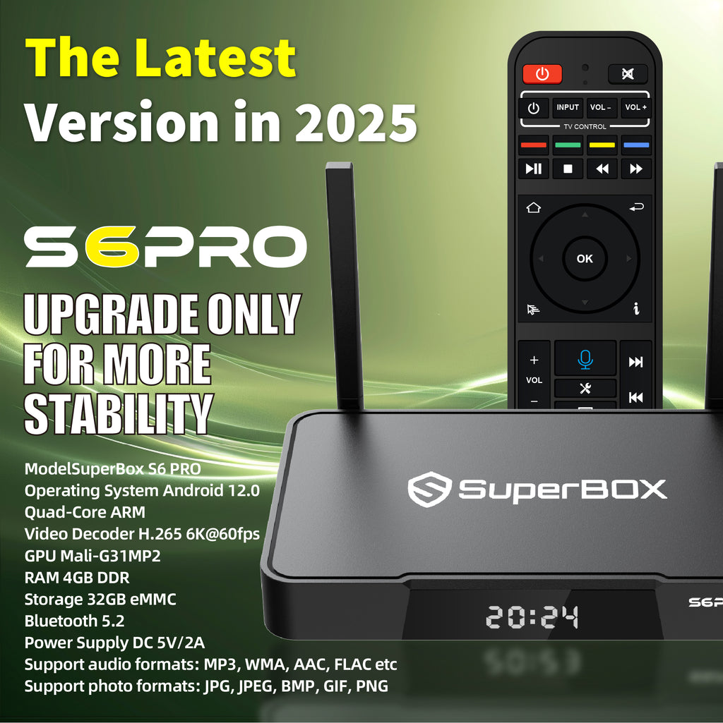 Besttop S6 Pro 2025 SuperBox for Samrt TV, Wireless Voice Remote Included, 1000M Ethernet Port Fast Speed S6pro Super Box with Voice Remote, 4GB RAM+32GB Storage Easy Setup Guide by Seller