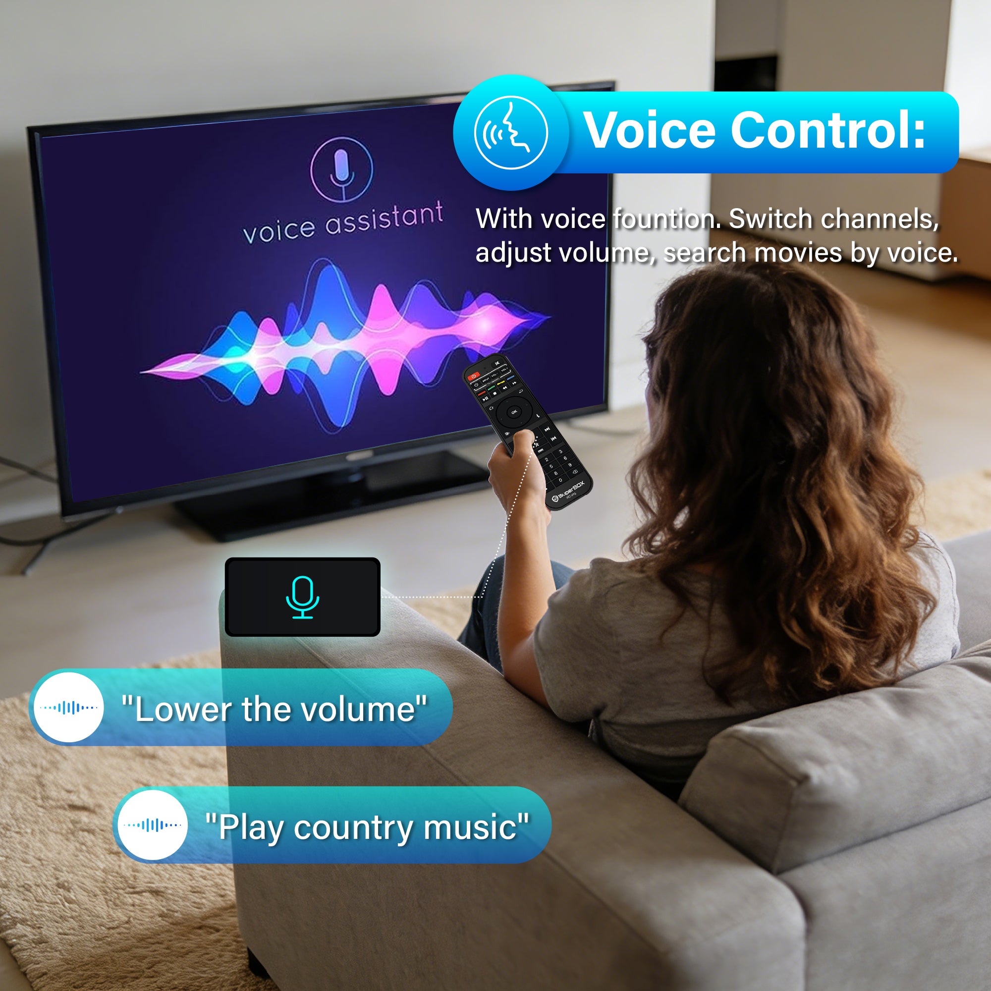 Besttop Backlit SuperBox Remote Control RC-200 for Night, Authorized Original SuperBox S7/S6/S5/Elite/Supreme Series TV Box Voice Remote Control for Superbox
