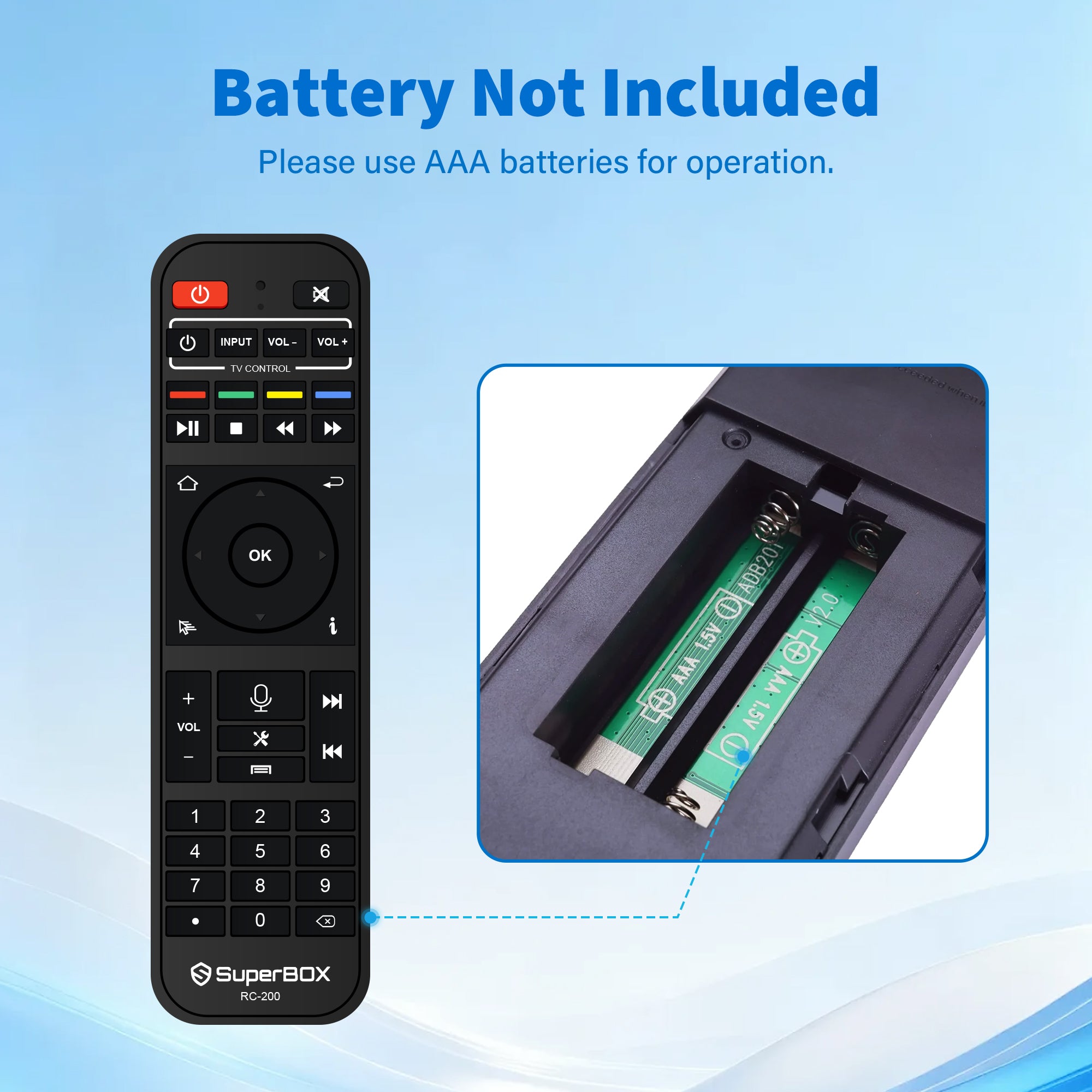 Besttop Backlit SuperBox Remote Control RC-200 for Night, Authorized Original SuperBox S7/S6/S5/Elite/Supreme Series TV Box Voice Remote Control for Superbox