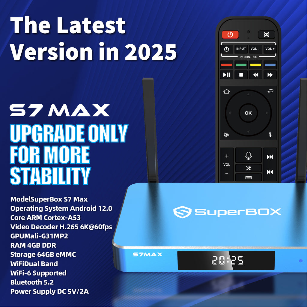Besttop Latest SuperBox S7 Max 2026 Fully Loaded, 4GB RAM+64GB ROM for Family Entertainment, Super Box S7Max 6K Smart TV Box with Voice Remote, Time Shift & Parental Controls